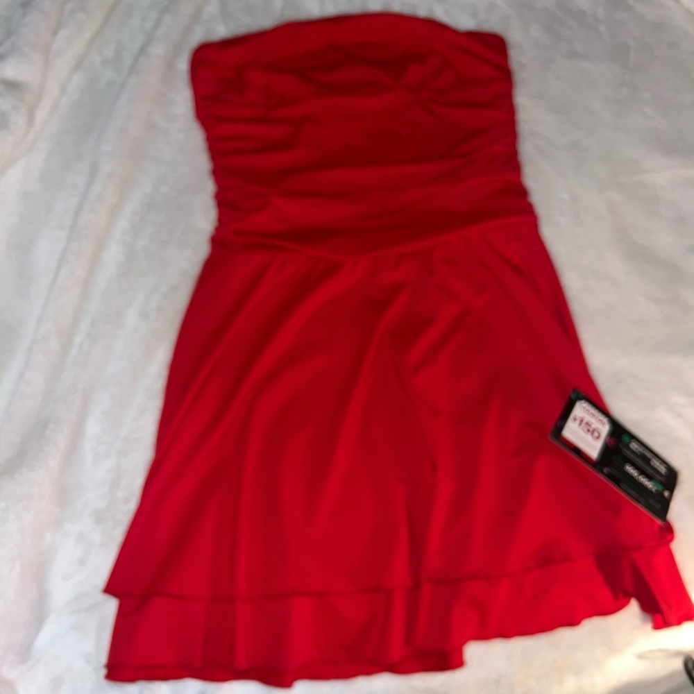 Amazon Vibrant Red Strapless Dress